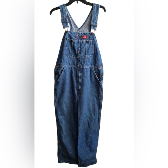 Dickies Overalls Y2K Utility Hammer Loop Blue Denim Bib Overall Pants 30X32 - Picture 15 of 16